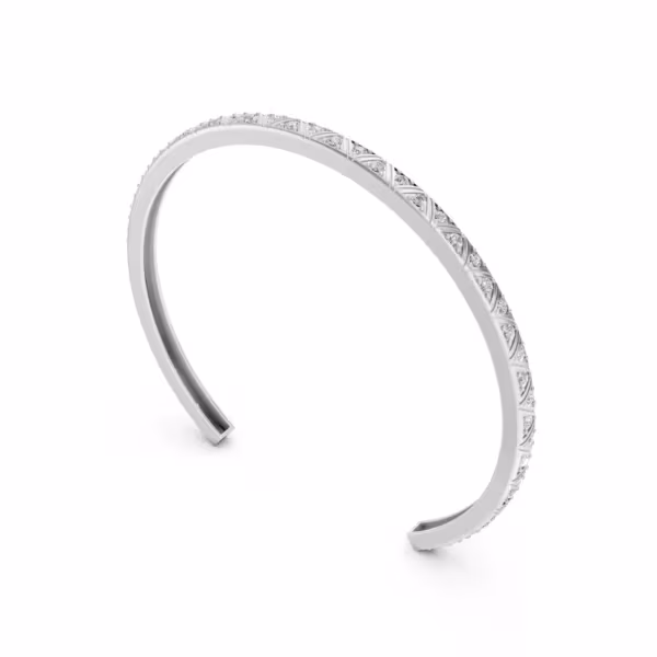 Pyramid Pattern Bangle in white gold