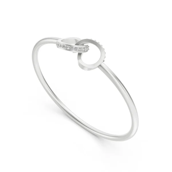 Interlocking Heart Bangle in white gold