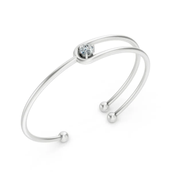 Solitaire Cuff Bracelet in white gold
