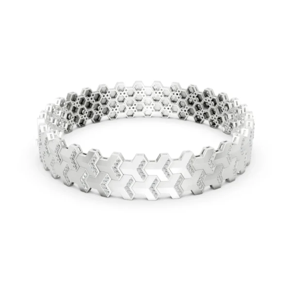 Chevron Honeycomb Bracelet in white gold