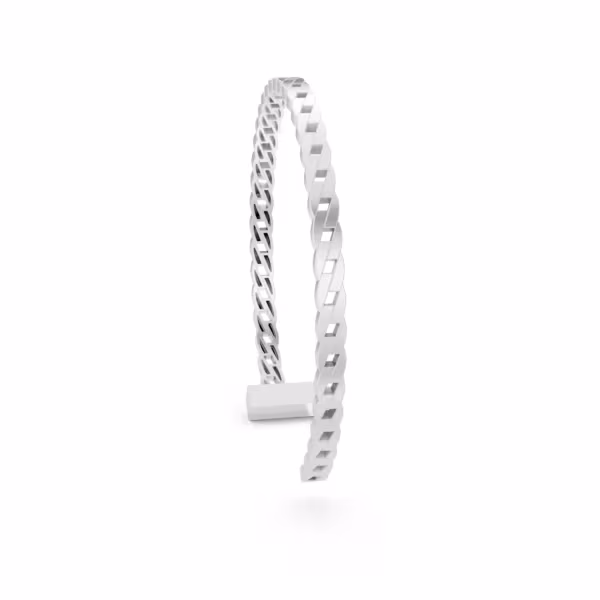 Bold Chain Bangle in white gold