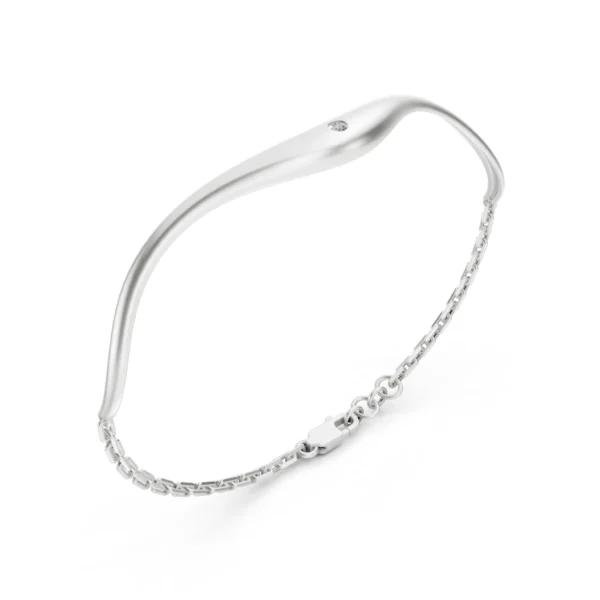 Modern Wave Bracelet in white gold