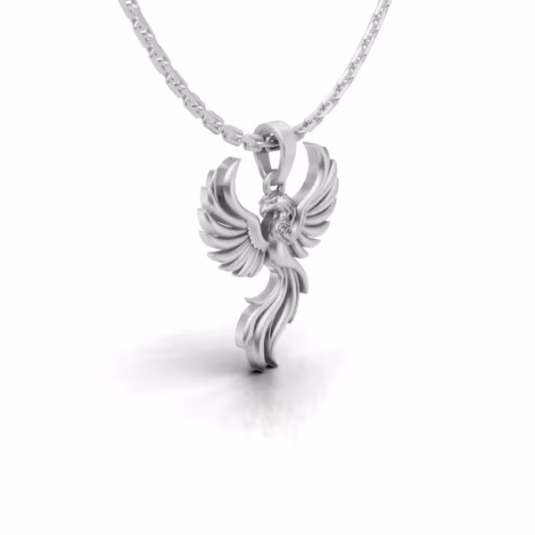 Phoenix Rising Pendant in white gold