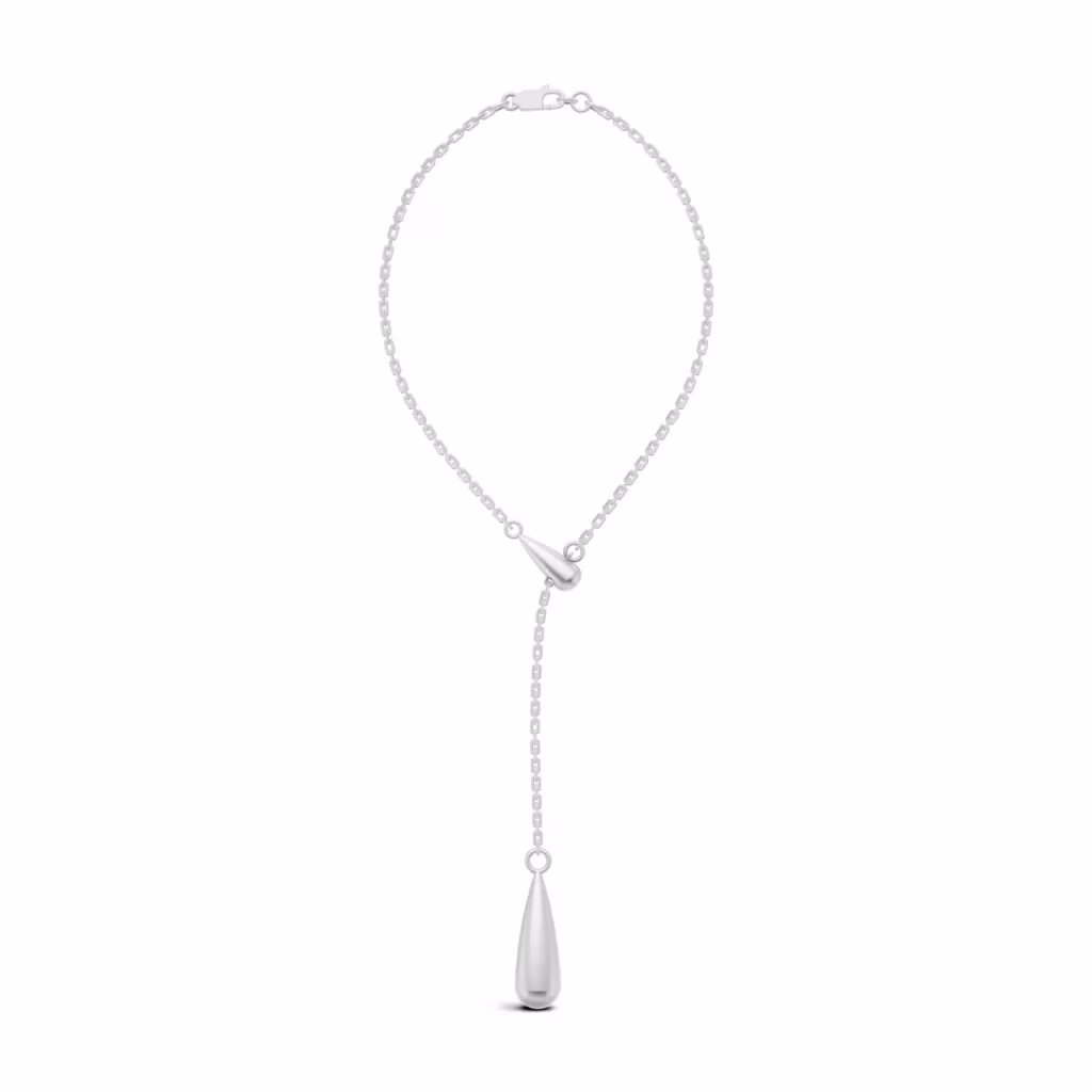 Gold Teardrop Lariat Necklace