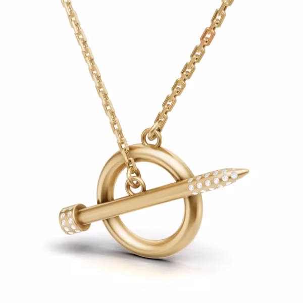 Gold Diamond Nail Necklace