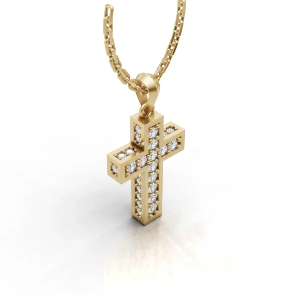 Classic Gold Cross Diamond Pendant