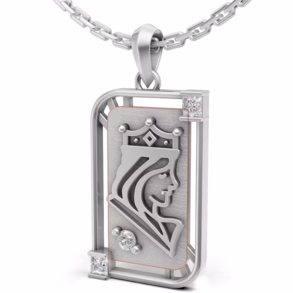Gold King Diamond Card Pendant