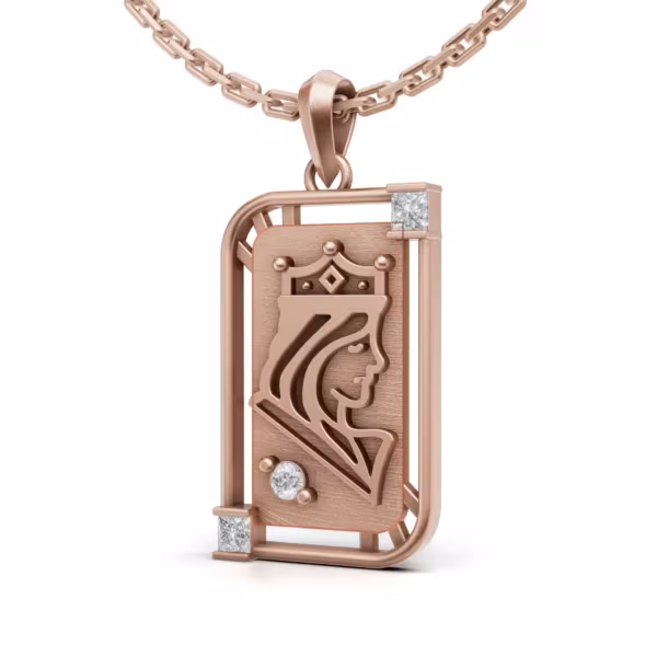 Gold King Diamond Card Pendant