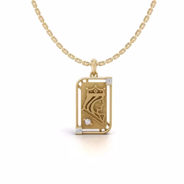 Gold King Diamond Card Pendant