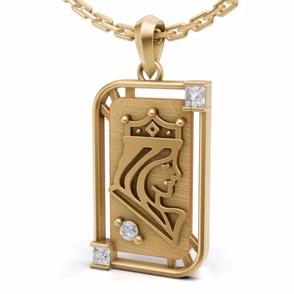 Gold King Diamond Card Pendant