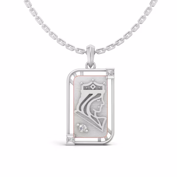 Gold King Diamond Card Pendant
