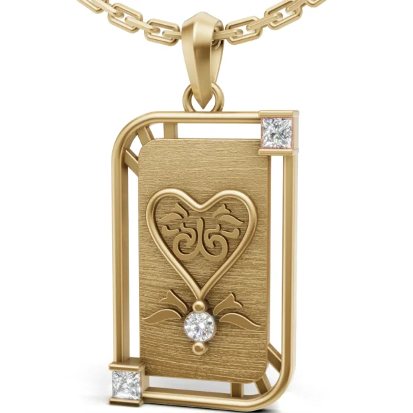 Tarot Card Heart Diamond Pendant