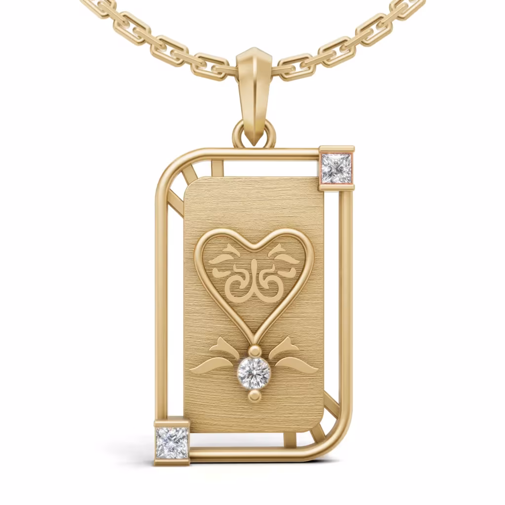 Tarot Card Heart Diamond Pendant