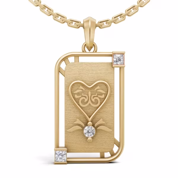 Tarot Card Heart Diamond Pendant