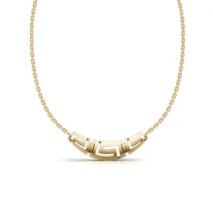 Greek Key Necklace in 18k yellow gold, full length
