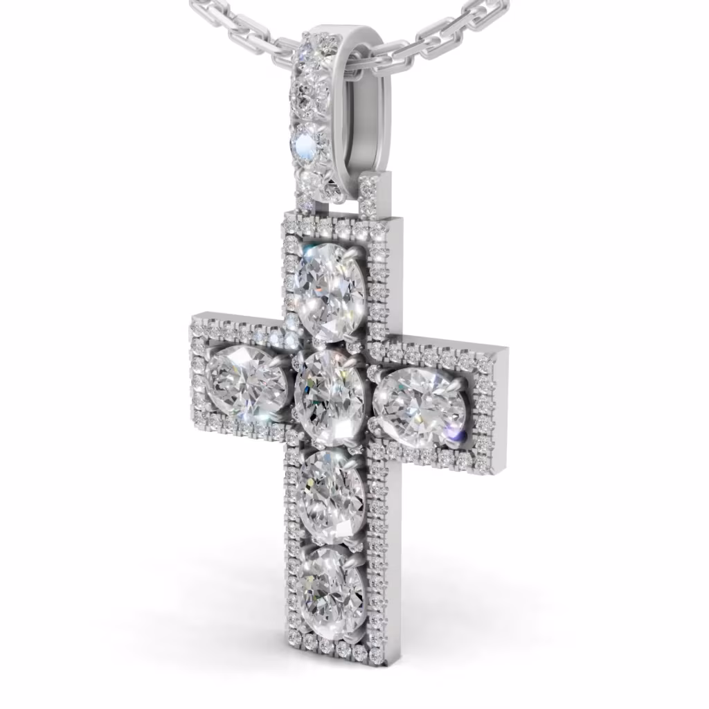 Diamond Halo Cross Pendant
