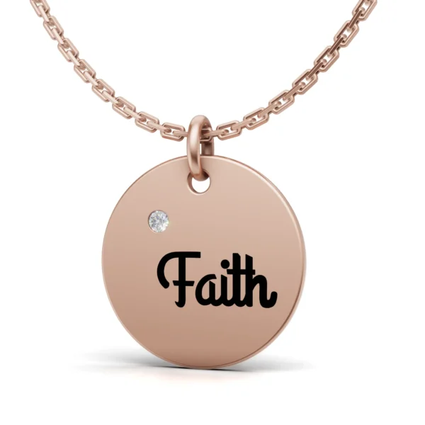 Faith Disc Pendant in rose gold