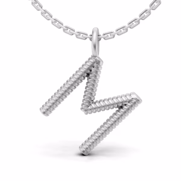 Personalized Textured Pendant in white gold