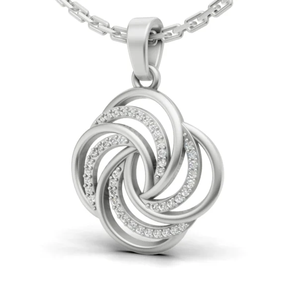 Spiral Flower Pendant in white gold