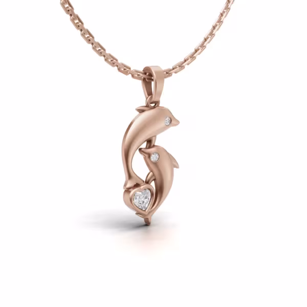 Dolphin Heart Pendant in rose gold