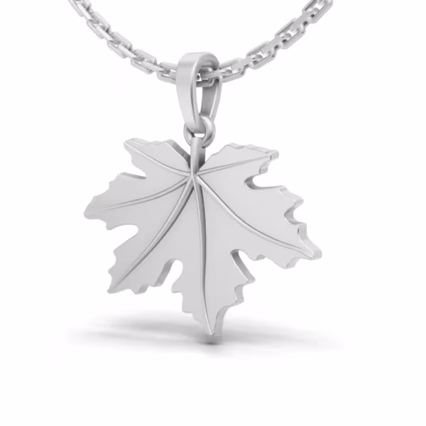 Maple Leaf Pendant in white gold