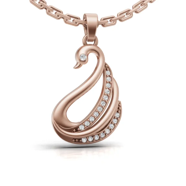 Dainty Swan Pendant in rose gold