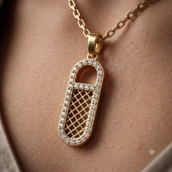 Gold Diamond Grid Pendant