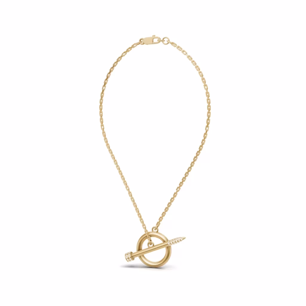Gold Diamond Nail Necklace