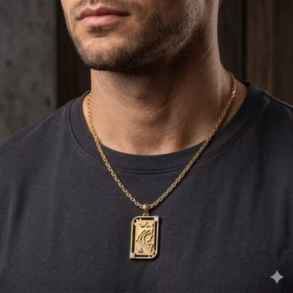 Gold King Diamond Card Pendant