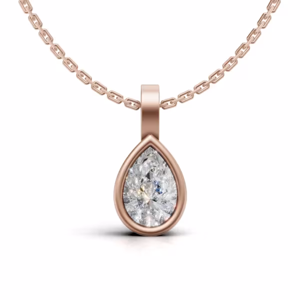 Teardrop Diamond Bezel Pendant in rose gold