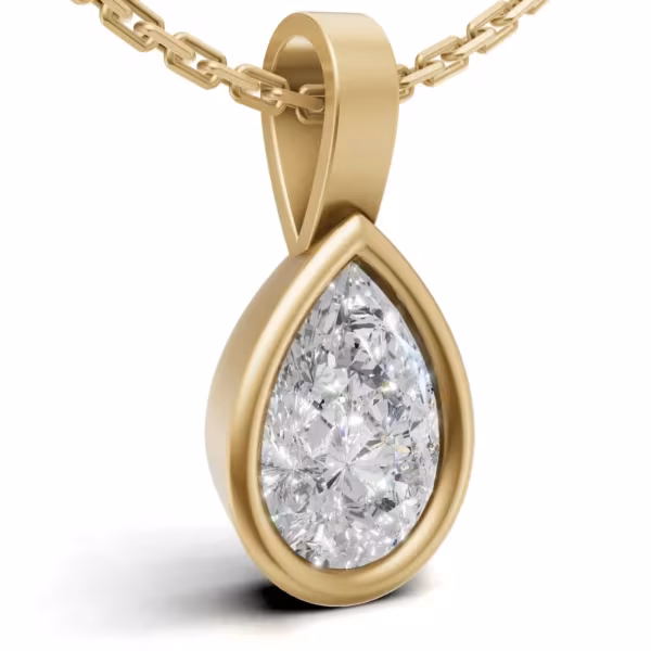 Teardrop Diamond Bezel Pendant in yellow gold