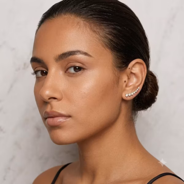 Curved Gold Diamond Ear Crawlers