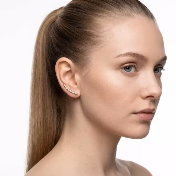 Curved Gold Diamond Ear Crawlers