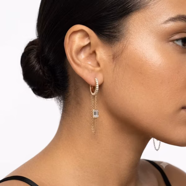 Diamond Chain Hoop Earrings