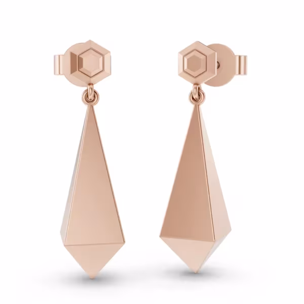 Hexagon Drop Earrings in rose gold