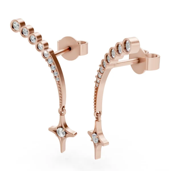 Star Crawler Earrings in rose gold