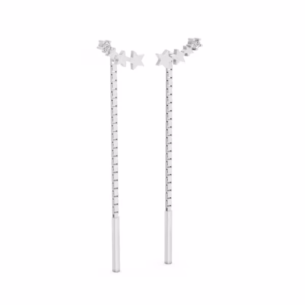 Star Threader Earrings in white gold