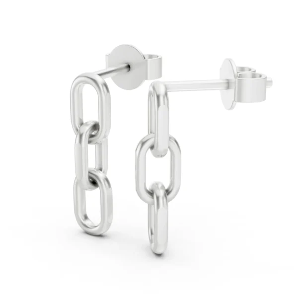 Chain Dangle Earrings in white gold