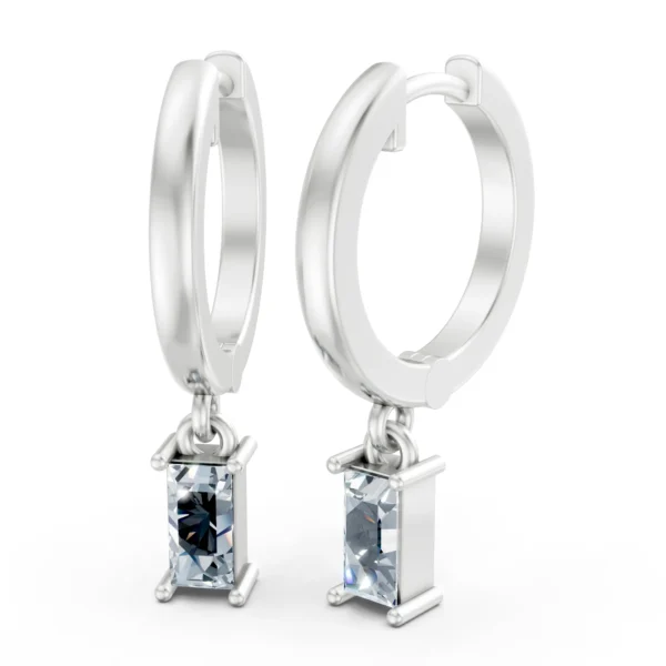 Baguette Hoop Earrings in white gold