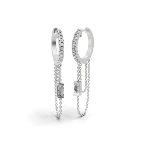 Diamond Chain Hoop Earrings