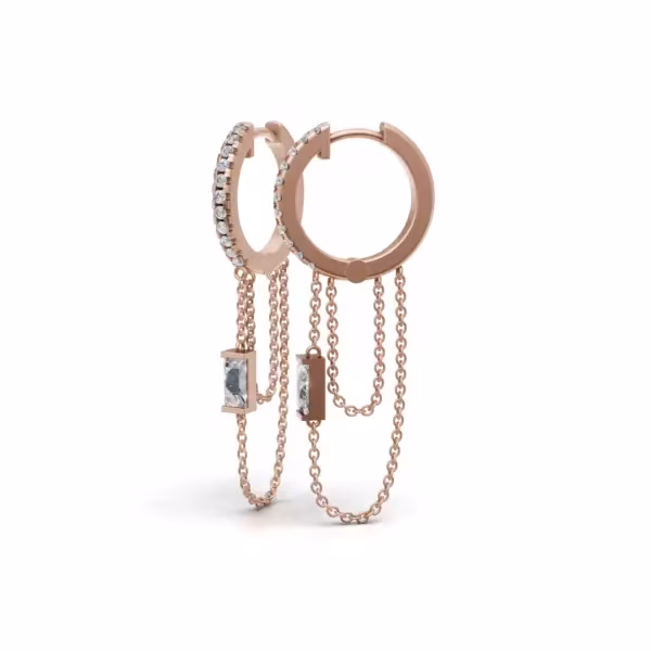 Diamond Chain Hoop Earrings