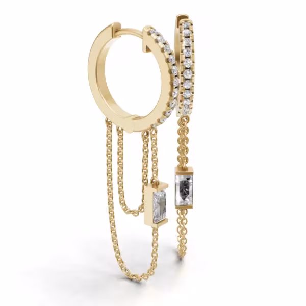 Diamond Chain Hoop Earrings