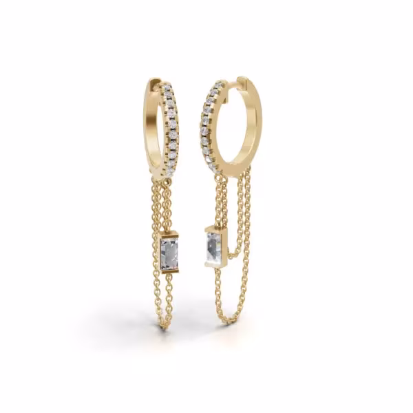 Diamond Chain Hoop Earrings