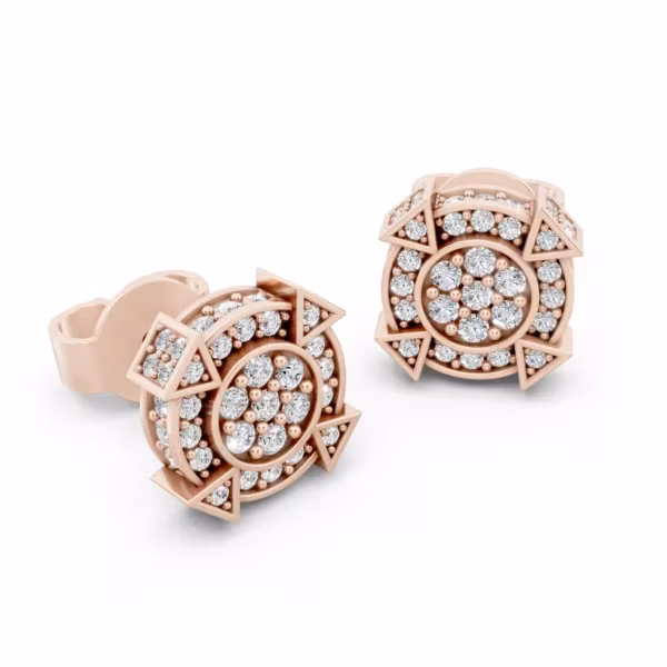 Circle Stud Earrings in rose gold