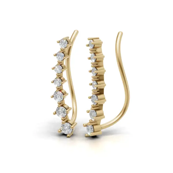 Curved Gold Diamond Ear Crawlers