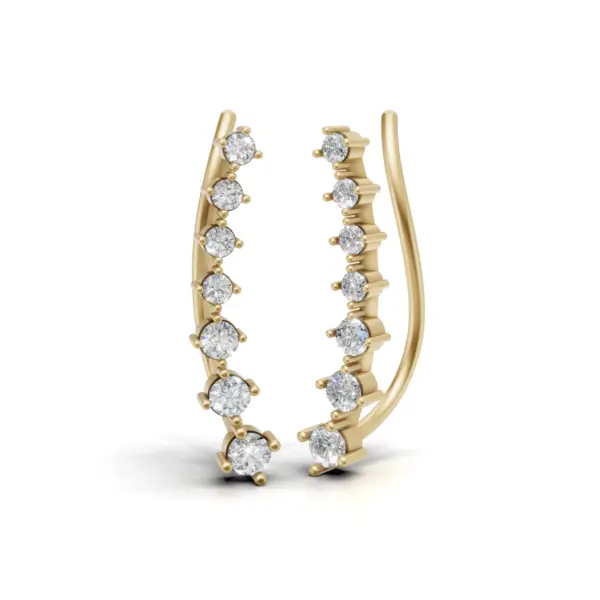 Curved Gold Diamond Ear Crawlers