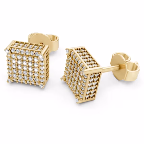 Cube Stud Earrings in yellow gold