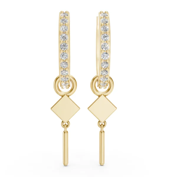 Drop Huggie Earrings in yellow gold