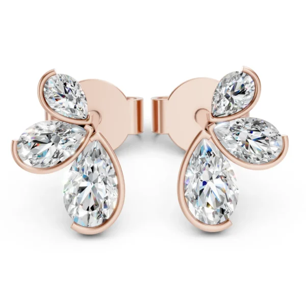 Marquise Flower Earrings in rose gold