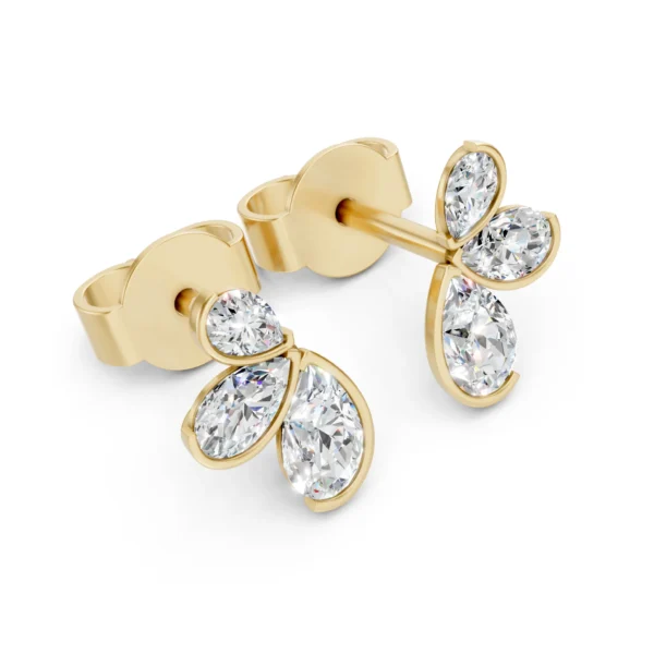 Marquise Flower Earrings in yellow gold